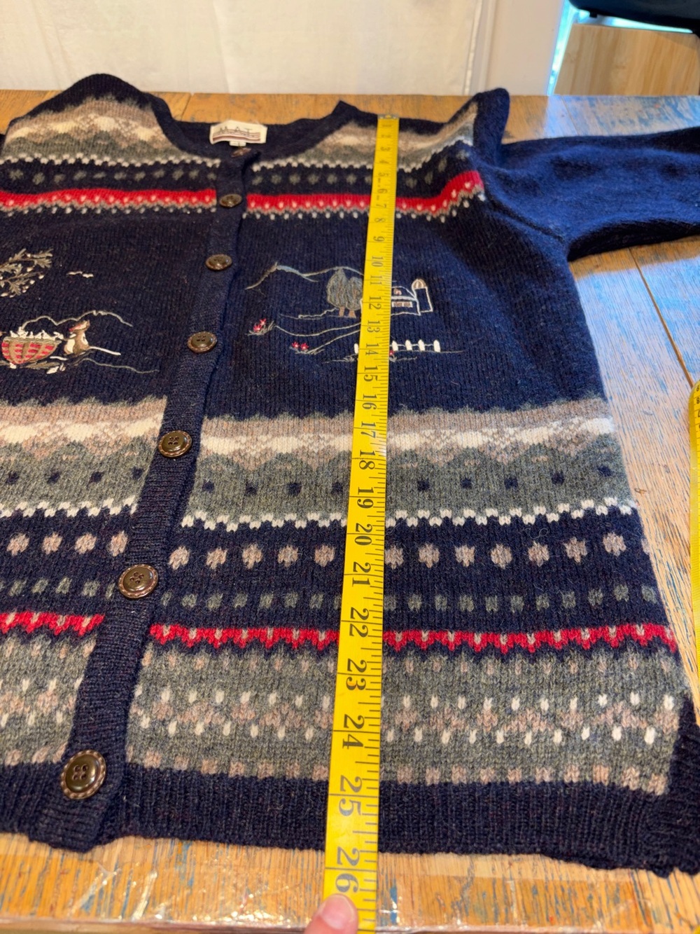 M.A.T. Vintage Fair Isle Embroidered Cardigan Cottagecore Woodland Knit Size S - Picture 11 of 12